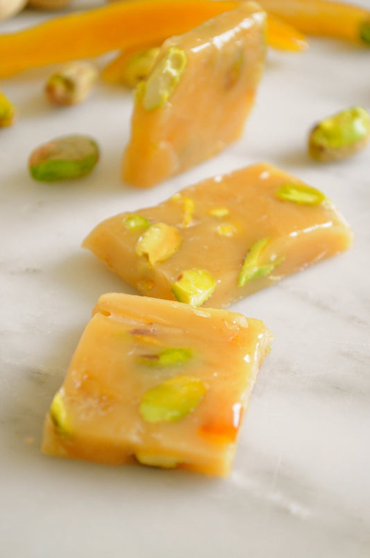 Pistachio Orange-Caramels-ZAM ARTISAN CHOCOLATES